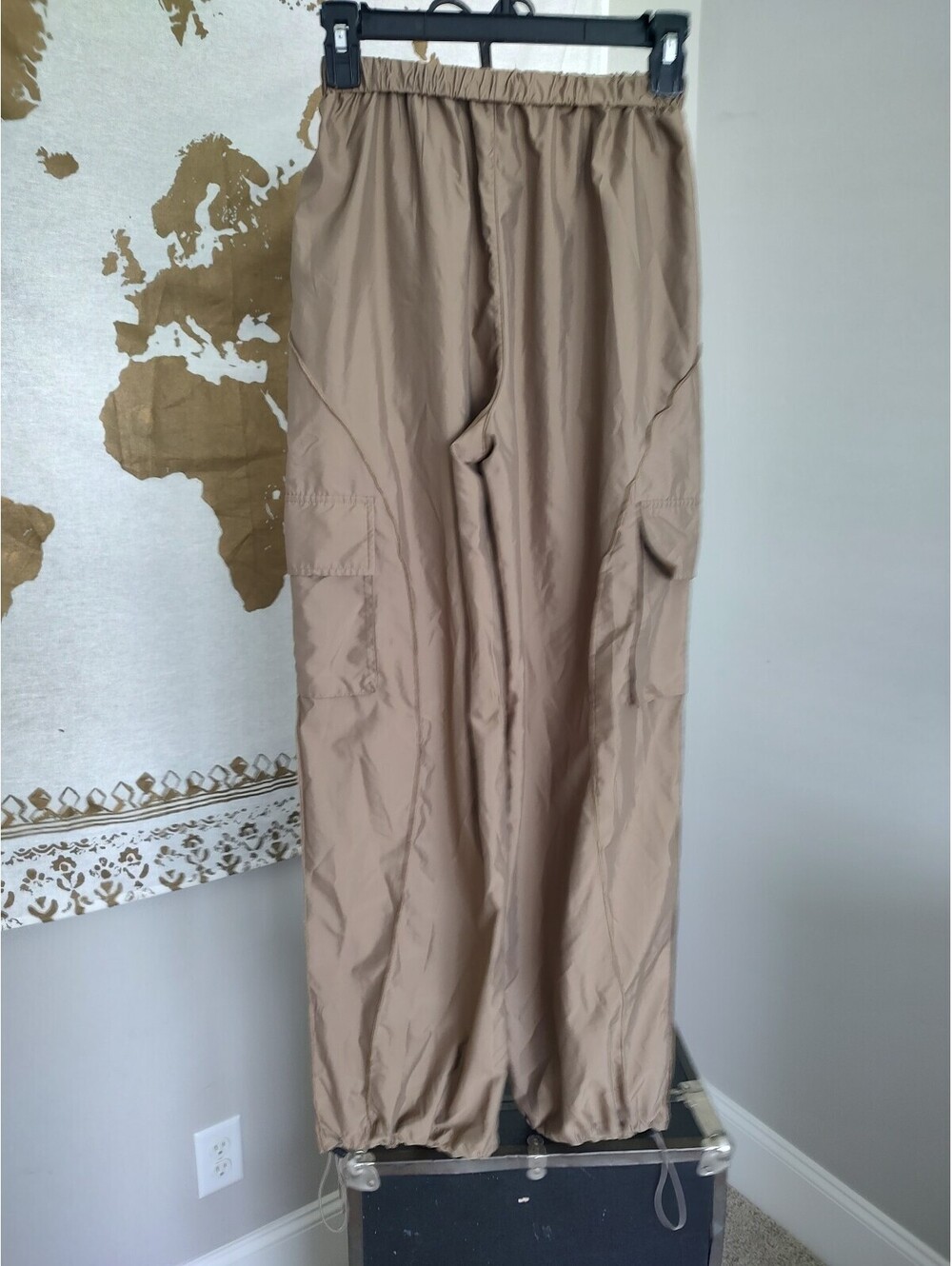 Cider Beige Cargo Pants with Drawstring Waist and Ankle